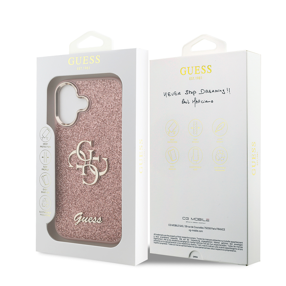 Apple iPhone 17 Uyumlu Kılıf Guess Orjinal Lisanslı 4G Büyük Metal Kamera Çerçeveli ve Logolu Glitter Kapak - 28