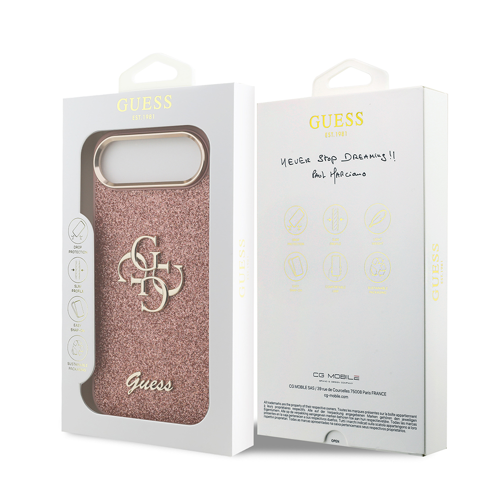 Apple iPhone 17 Air Kılıf Guess Orjinal Lisanslı 4G Büyük Metal Kamera Çerçeveli ve Logolu Glitter Kapak - 14