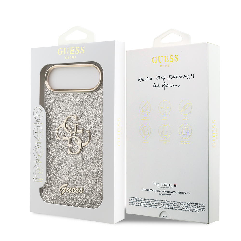 Apple iPhone 17 Air Uyumlu Kılıf Guess Orjinal Lisanslı 4G Büyük Metal Kamera Çerçeveli ve Logolu Glitter Kapak - 28