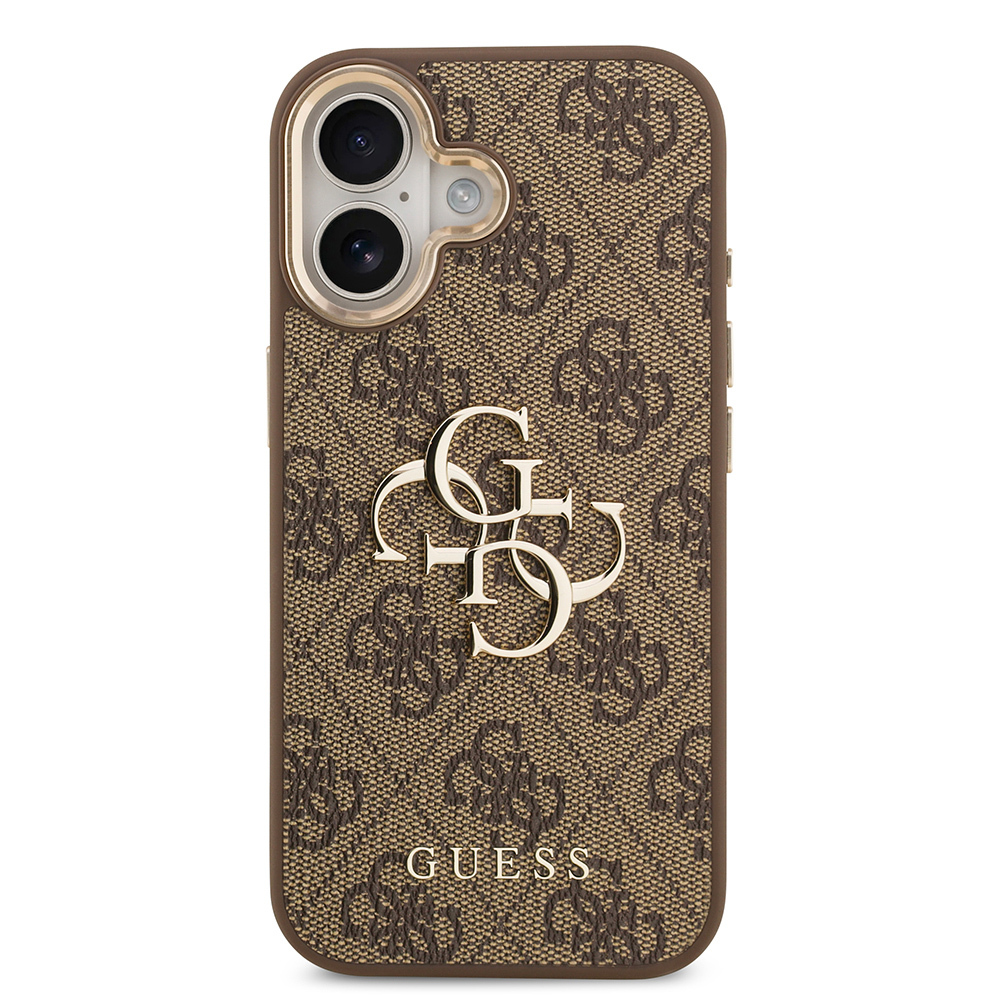 Apple iPhone 17 Kılıf Guess Orjinal Lisanslı Gold Metal Kamera Çerçeveli 4G Desenli Metal Büyük 4G ve Yazı Logolu Kapak - 2