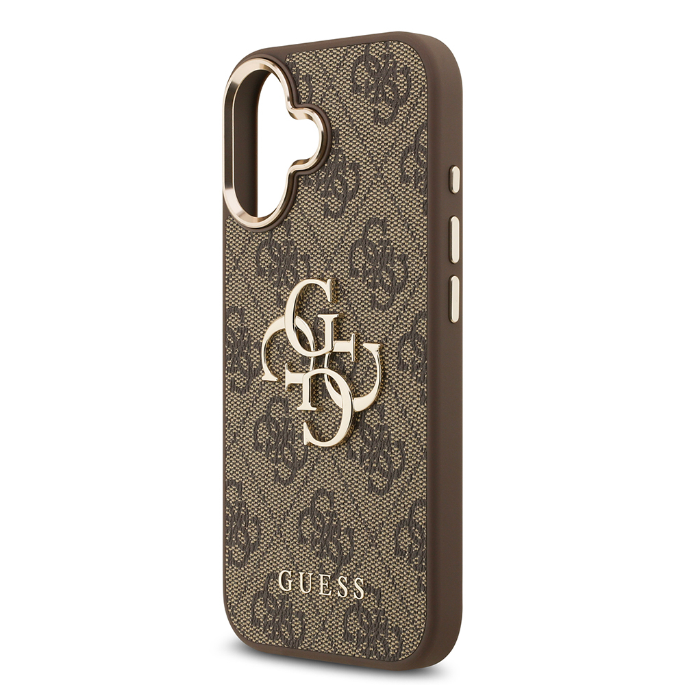 Apple iPhone 17 Kılıf Guess Orjinal Lisanslı Gold Metal Kamera Çerçeveli 4G Desenli Metal Büyük 4G ve Yazı Logolu Kapak - 5