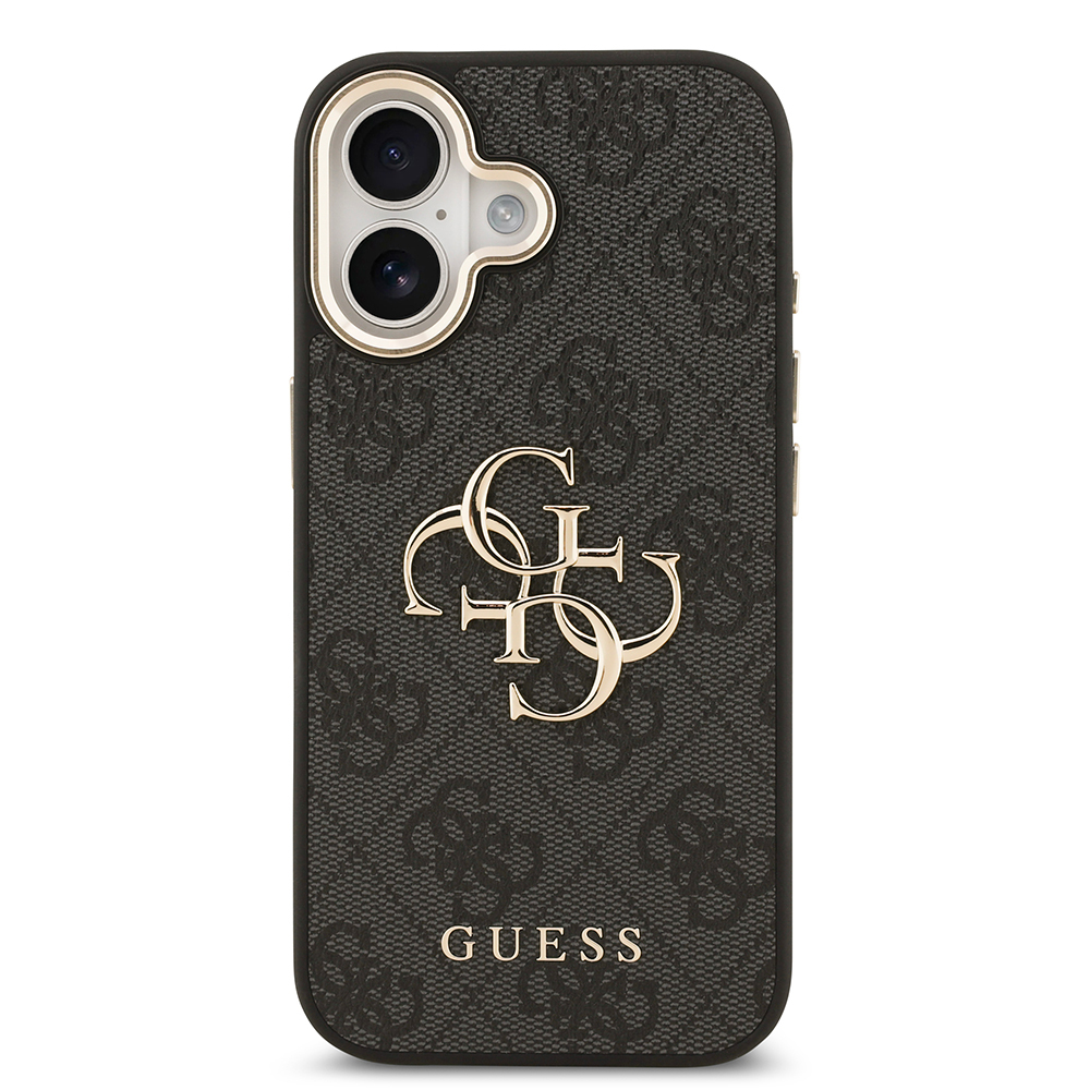 Apple iPhone 17 Kılıf Guess Orjinal Lisanslı Gold Metal Kamera Çerçeveli 4G Desenli Metal Büyük 4G ve Yazı Logolu Kapak - 9