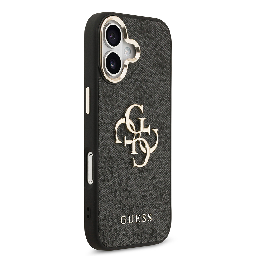 Apple iPhone 17 Kılıf Guess Orjinal Lisanslı Gold Metal Kamera Çerçeveli 4G Desenli Metal Büyük 4G ve Yazı Logolu Kapak - 10