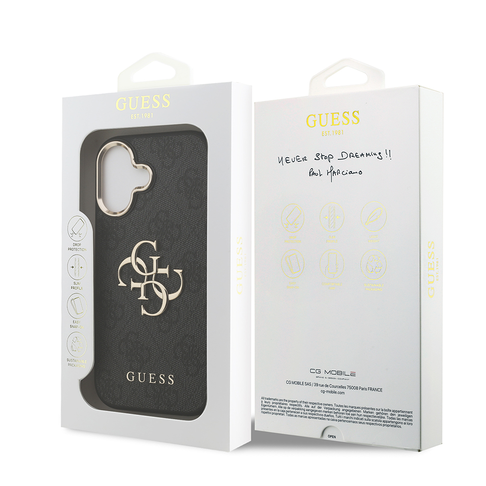 Apple iPhone 17 Kılıf Guess Orjinal Lisanslı Gold Metal Kamera Çerçeveli 4G Desenli Metal Büyük 4G ve Yazı Logolu Kapak - 14