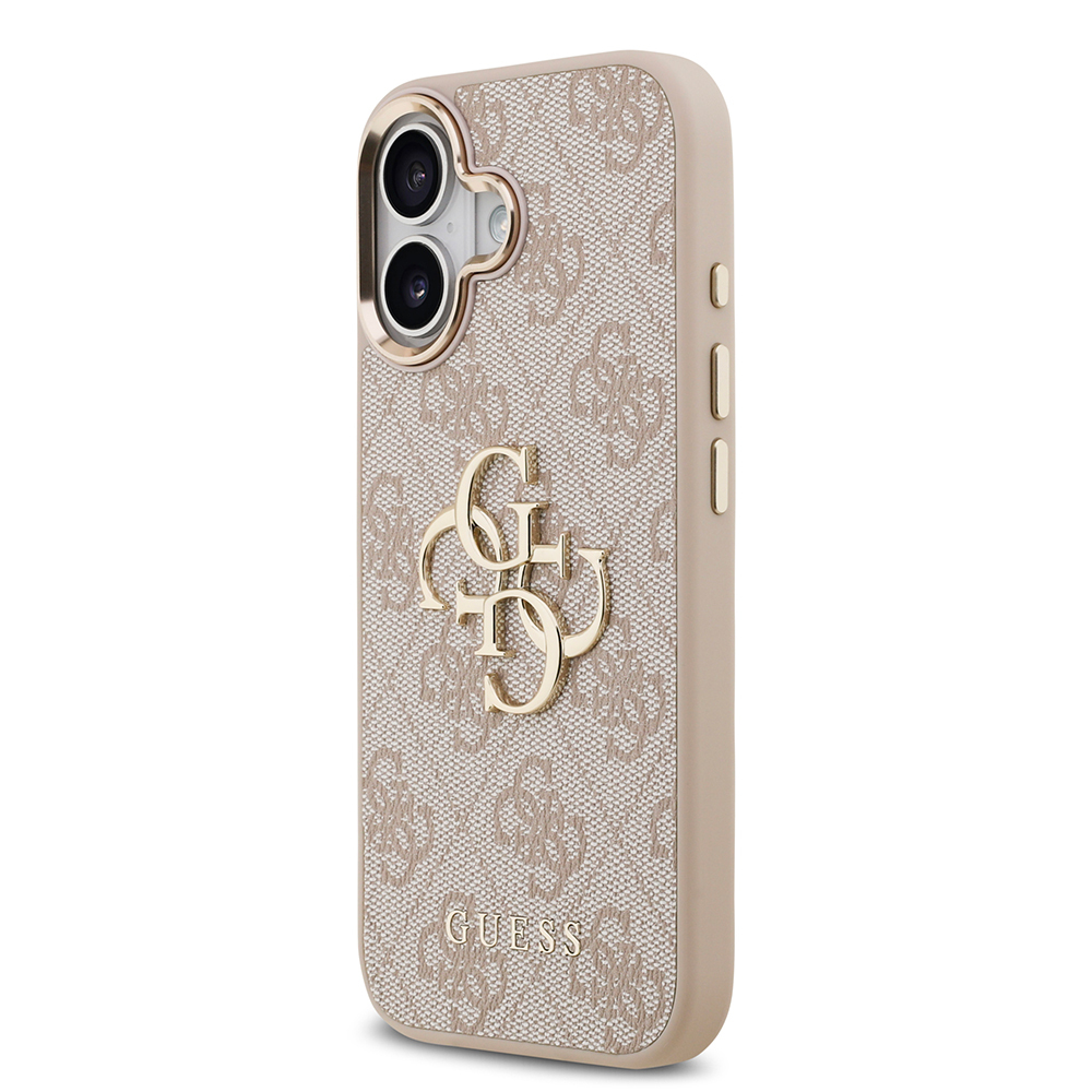 Apple iPhone 17 Kılıf Guess Orjinal Lisanslı Gold Metal Kamera Çerçeveli 4G Desenli Metal Büyük 4G ve Yazı Logolu Kapak - 15