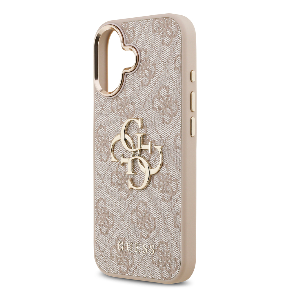 Apple iPhone 17 Kılıf Guess Orjinal Lisanslı Gold Metal Kamera Çerçeveli 4G Desenli Metal Büyük 4G ve Yazı Logolu Kapak - 19
