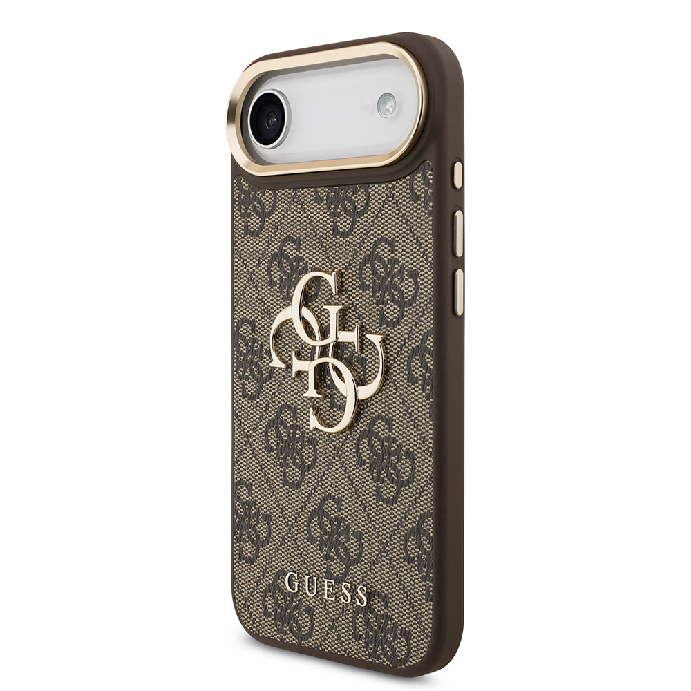 Apple iPhone 17 Air Uyumlu Kılıf Guess Orjinal Lisanslı Gold Metal Kamera Çerçeveli 4G Desenli Metal Büyük 4G ve Yazı Logolu Kapak - 8