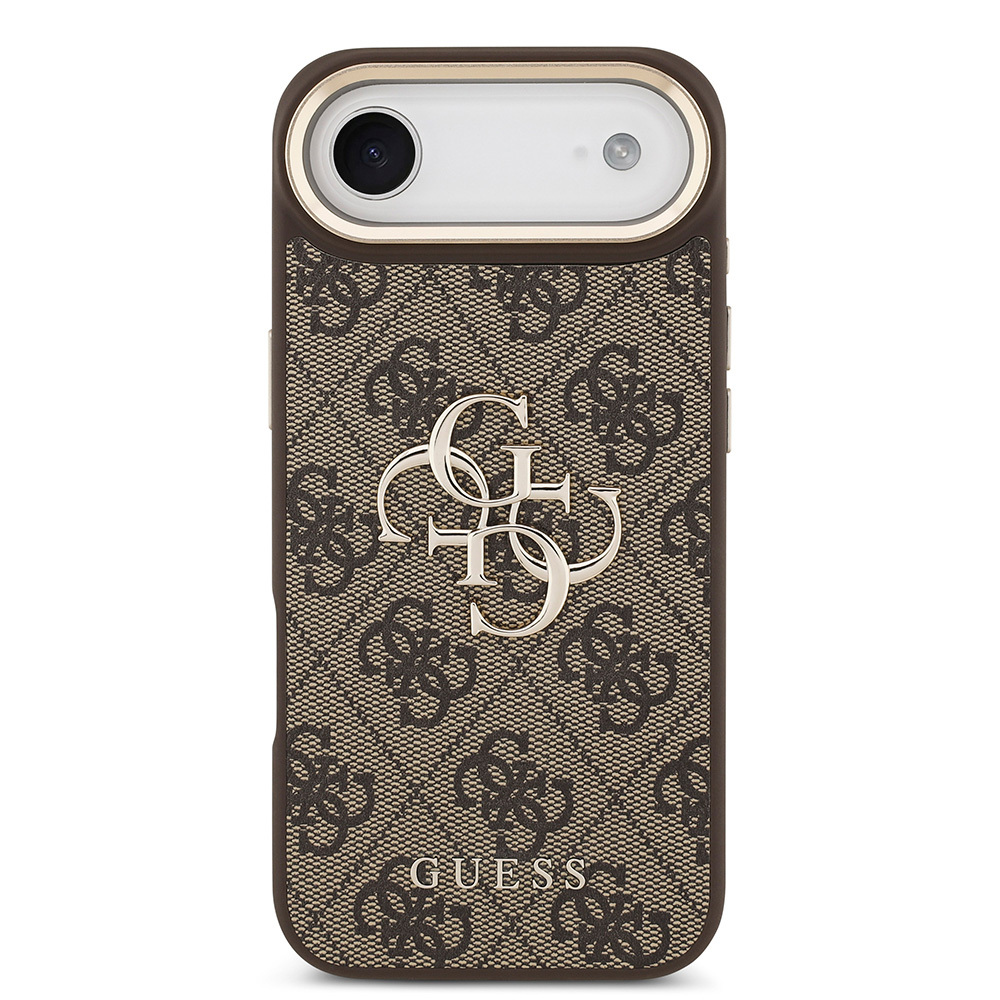 Apple iPhone 17 Air Uyumlu Kılıf Guess Orjinal Lisanslı Gold Metal Kamera Çerçeveli 4G Desenli Metal Büyük 4G ve Yazı Logolu Kapak - 9