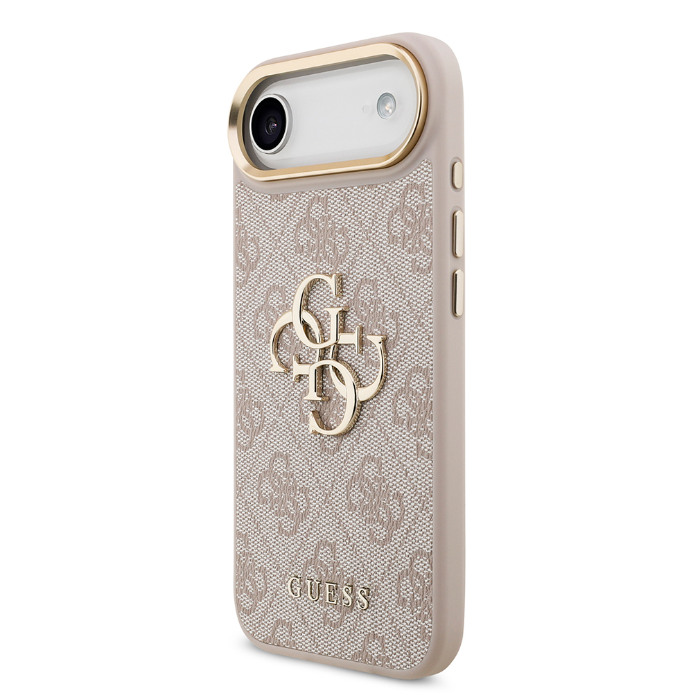 Apple iPhone 17 Air Uyumlu Kılıf Guess Orjinal Lisanslı Gold Metal Kamera Çerçeveli 4G Desenli Metal Büyük 4G ve Yazı Logolu Kapak - 15