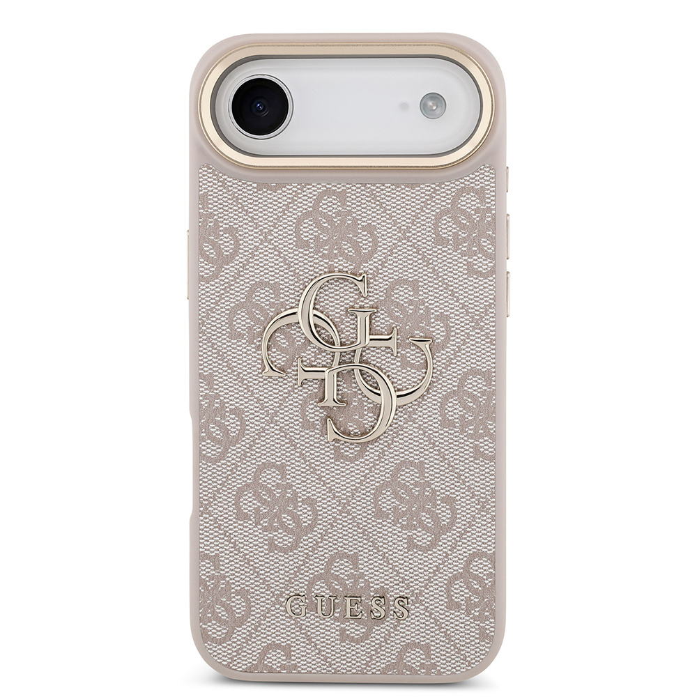 Apple iPhone 17 Air Uyumlu Kılıf Guess Orjinal Lisanslı Gold Metal Kamera Çerçeveli 4G Desenli Metal Büyük 4G ve Yazı Logolu Kapak - 16