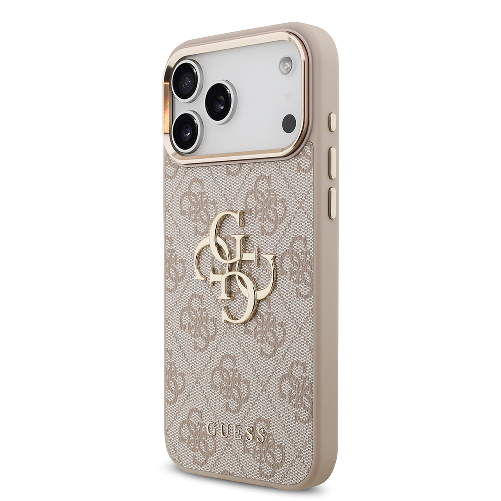 Apple iPhone 17 Pro Max Uyumlu Kılıf Guess Orjinal Lisanslı Gold Metal Kamera Çerçeveli 4G Desenli Metal Büyük 4G ve Yazı Logolu Kapak - 15