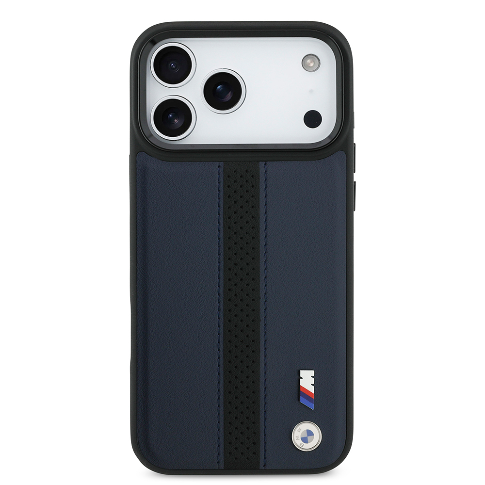 Apple iPhone 17 Pro Max Uyumlu Kılıf BMW Orjinal Lisanslı M-safe Şarj Özellikli Deri Arka Yüzey Metal Logolu Delikli Şerit Tasarımlı Kapak - 16
