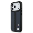 Apple iPhone 17 Pro Kılıf BMW Orjinal Lisanslı M-safe Şarj Özellikli Deri Arka Yüzey Metal Logolu Delikli Şerit Tasarımlı Kapak - 8