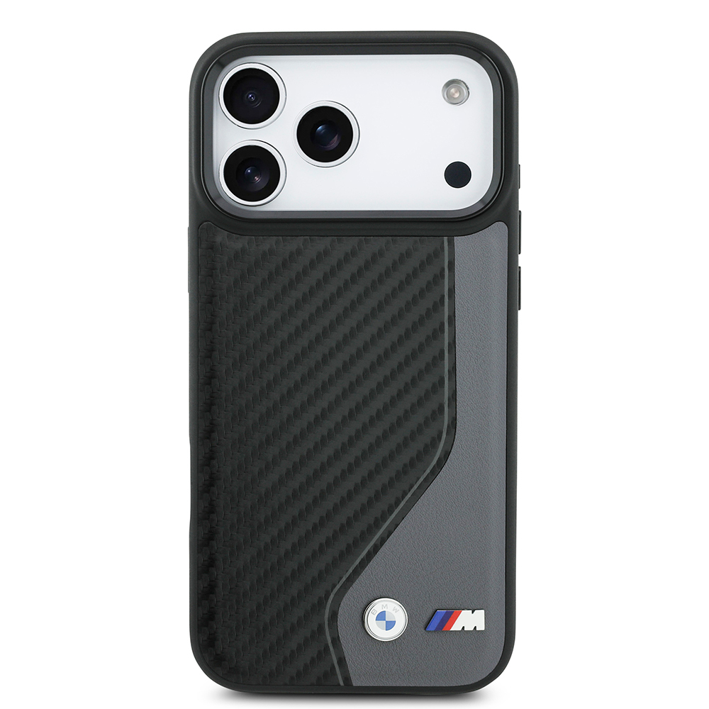 Apple iPhone 17 Pro Max Kılıf BMW Orjinal Lisanslı M-safe Şarj Özellikli Metal BMW ve M Logolu PU Karbon Tasarımlı Kapak - 2