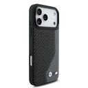 Apple iPhone 17 Pro Max Kılıf BMW Orjinal Lisanslı M-safe Şarj Özellikli Metal BMW ve M Logolu PU Karbon Tasarımlı Kapak - 3