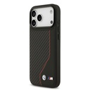 Apple iPhone 17 Pro Max Kılıf BMW Orjinal Lisanslı M-safe Şarj Özellikli Metal BMW ve M Logolu PU Karbon Tasarımlı Kapak - 7
