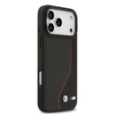 Apple iPhone 17 Pro Max Kılıf BMW Orjinal Lisanslı M-safe Şarj Özellikli Metal BMW ve M Logolu PU Karbon Tasarımlı Kapak - 9