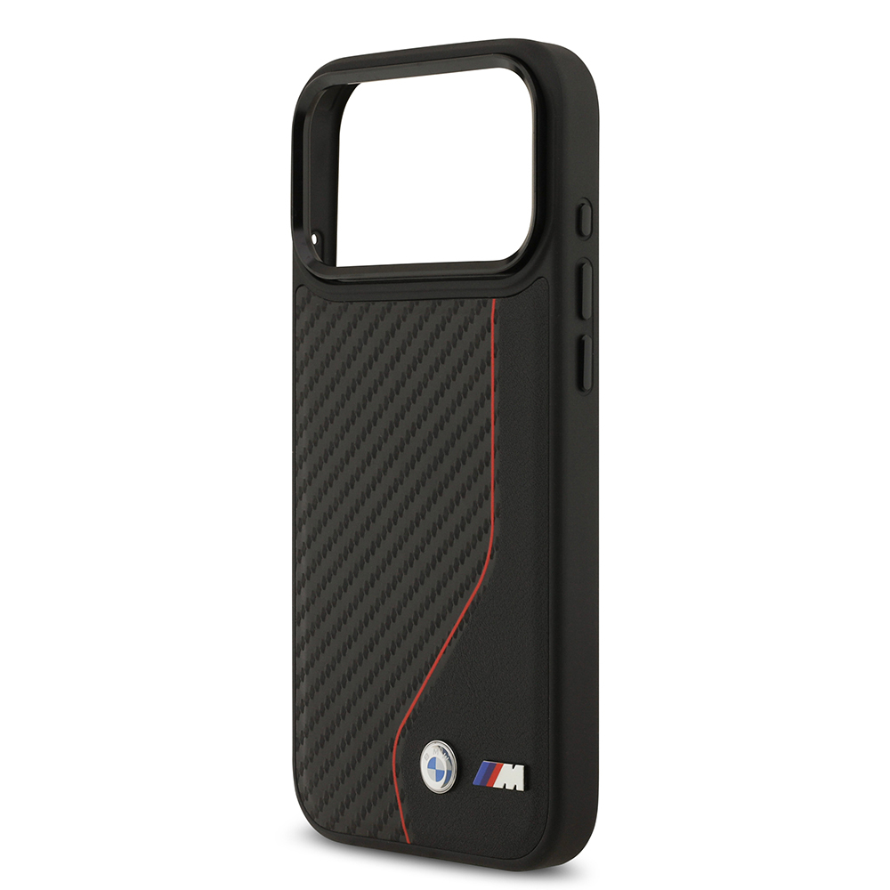 Apple iPhone 17 Pro Max Kılıf BMW Orjinal Lisanslı M-safe Şarj Özellikli Metal BMW ve M Logolu PU Karbon Tasarımlı Kapak - 11