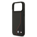 Apple iPhone 17 Pro Max Kılıf BMW Orjinal Lisanslı M-safe Şarj Özellikli Metal BMW ve M Logolu PU Karbon Tasarımlı Kapak - 11