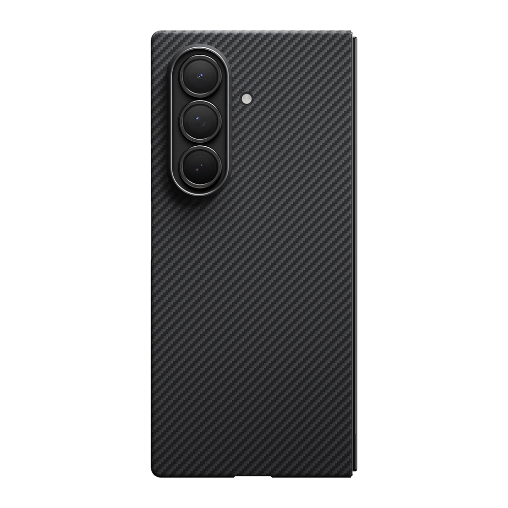 Galaxy Z Fold 7 Kılıf M-safe Şarj Özellikli 600D Aramid Fiber Pitaka Ultra-Slim Classic Serisi Black-Grey Twill Kapak - 3