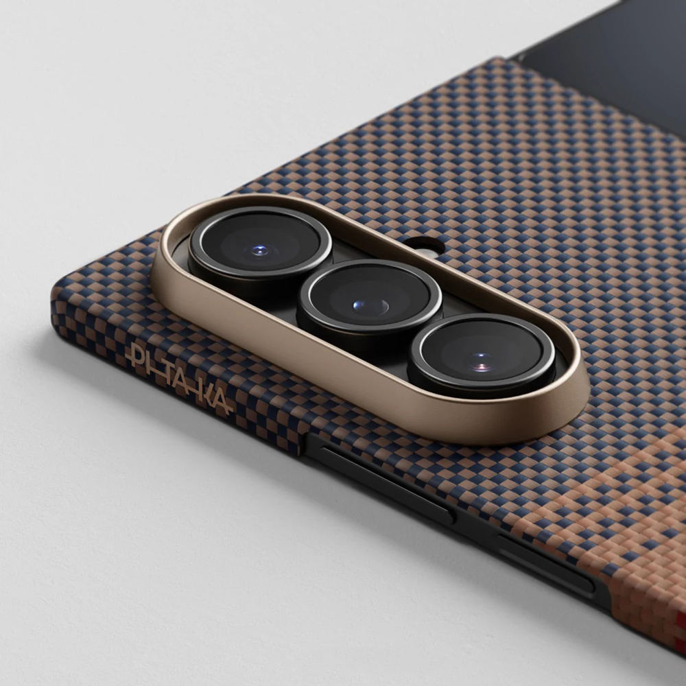 Galaxy Z Fold 7 Kılıf M-safe Şarj Özellikli Aramid Fiber Pitaka Tactile Woven Sunset-Moonrise Serisi Kapak - 4