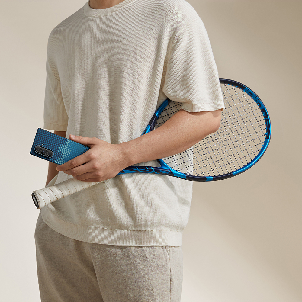 Galaxy Z Fold 7 Kılıf M-safe Şarj Özellikli Aramid Fiber Pitaka Tactile Woven Sunset-Moonrise Serisi Kapak - 12