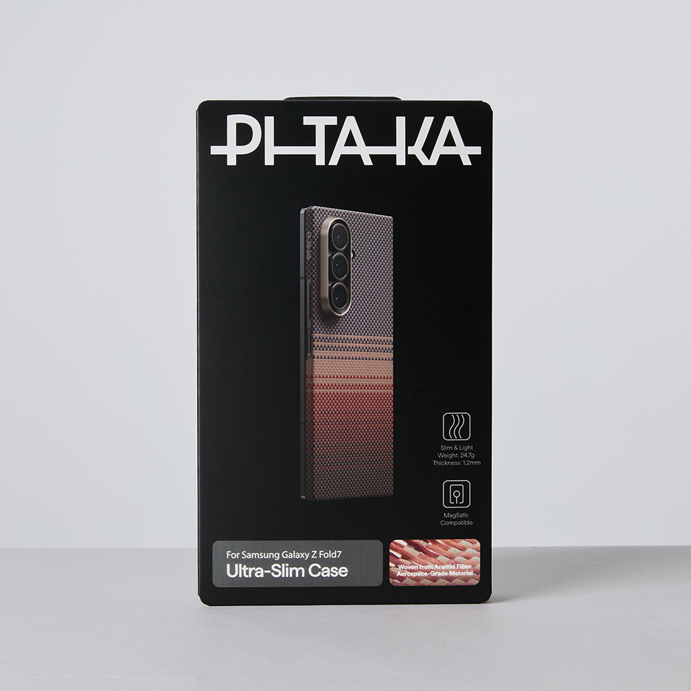 Galaxy Z Fold 7 Kılıf M-safe Şarj Özellikli Aramid Fiber Pitaka Tactile Woven Sunset-Moonrise Serisi Kapak - 16