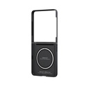 Samsung Galaxy Z Flip Uyumlu 7 Kılıf M-safe Şarj Özellikli 600D Aramid Fiber Pitaka Ultra-Slim Classic Serisi Black-Grey Twill Kapak - 2