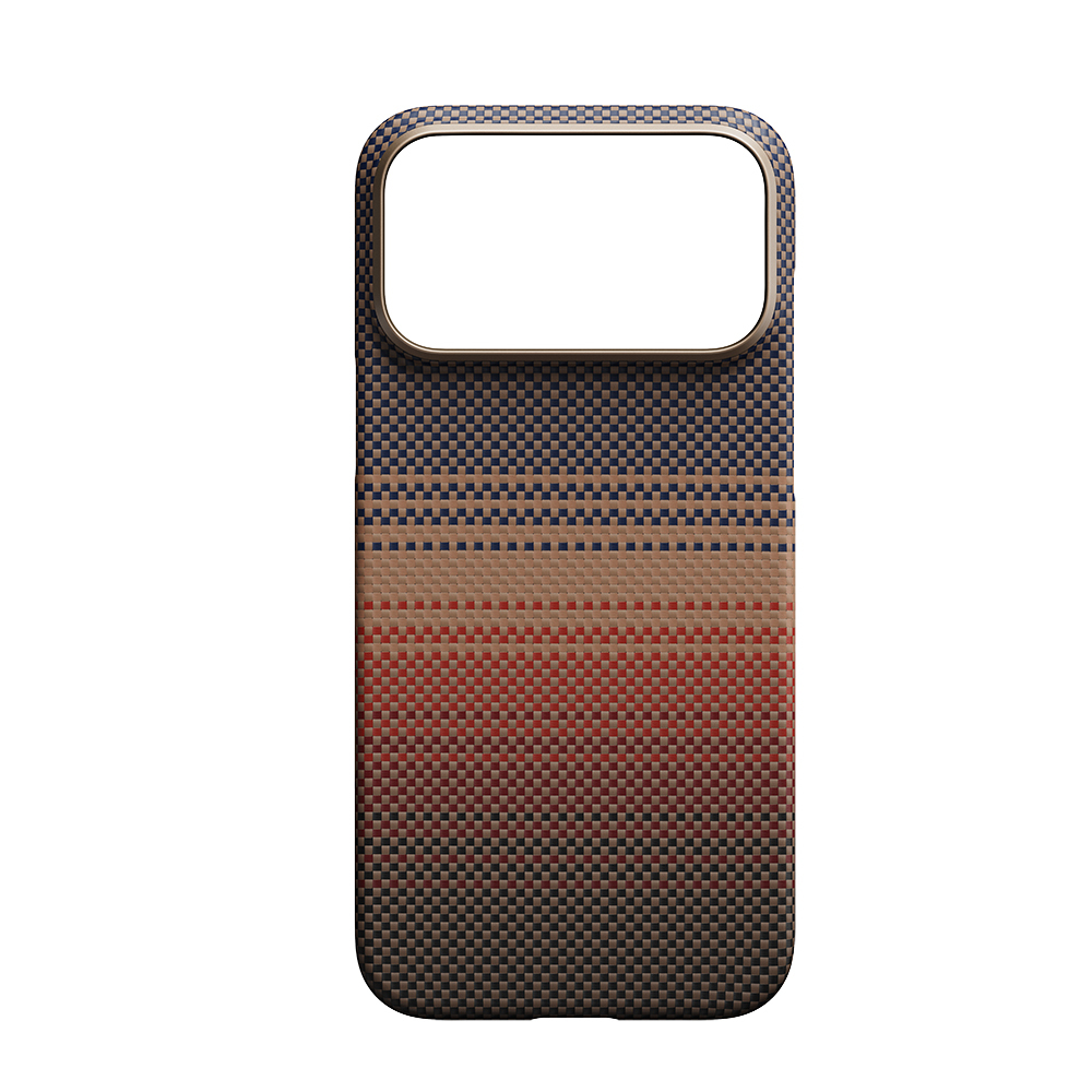Apple iPhone 17 Pro Kılıf M-safe Şarj Özellikli Aramid Fiber Pitaka Tactile Woven Sunset-Moonrise Serisi Sunset Kapak - 2