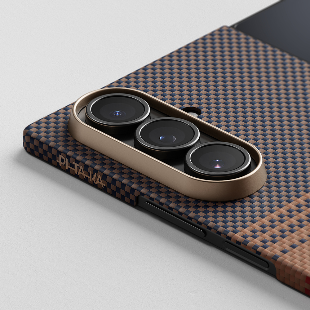 Samsung Galaxy Z Flip Uyumlu 7 Kılıf M-safe Şarj Özellikli Aramid Fiber Pitaka Tactile Woven Sunset-Moonrise Serisi Kapak - 5