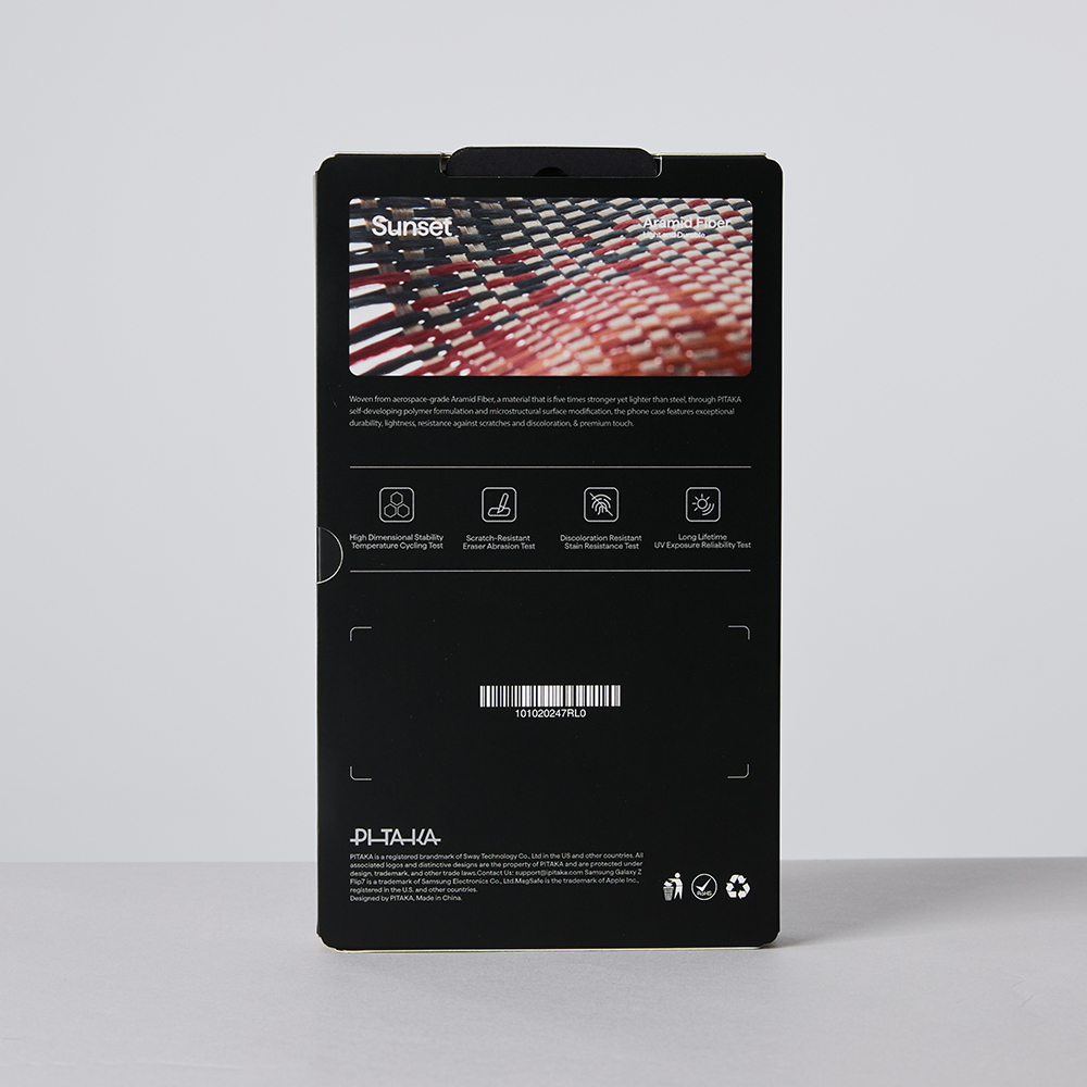 Samsung Galaxy Z Flip Uyumlu 7 Kılıf M-safe Şarj Özellikli Aramid Fiber Pitaka Tactile Woven Sunset-Moonrise Serisi Kapak - 13