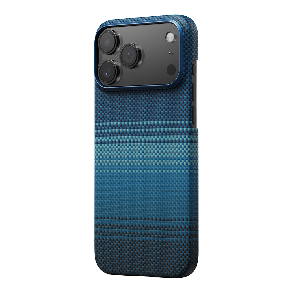 Apple iPhone 17 Pro Max Kılıf M-safe Şarj Özellikli Aramid Fiber Pitaka Tactile Woven Sunset-Moonrise Serisi Sunset Kapak - 2