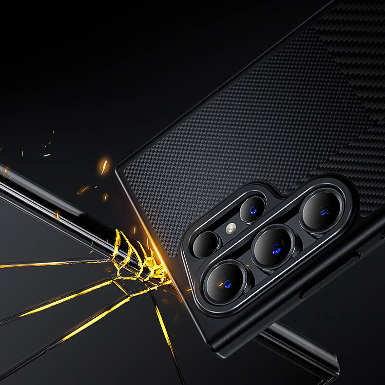 Samsung Galaxy S25 Uyumlu Kılıf M-safe Şarj Özellikli Karbon Fiber Benks Montage Hybrid ArmorPro Kevlar Kapak - 6