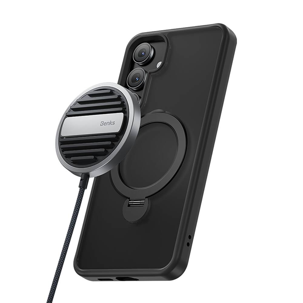 Samsung Galaxy S25 Uyumlu Kılıf M-safe Şarj Özellikli Benks Standlı Mist Protective Kapak - 1