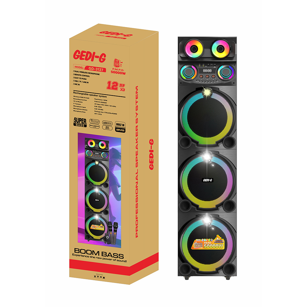 Zore GD-3127 Dijital LED Göstergeli Mikrofonlu RGB TWS Üçlü 12 inç Stereo Bass Kablosuz Karaoke Hoparlör - 3