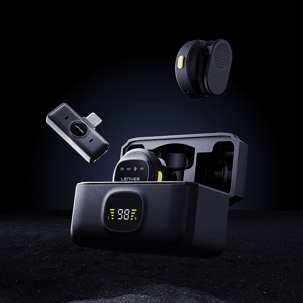 Lenyes LM204-TC Type-C Şarj Portlu Akıllı Gürültü Engelleyicili Type-C Bağlantılı Kablosuz Yaka Mikrofonu - 2