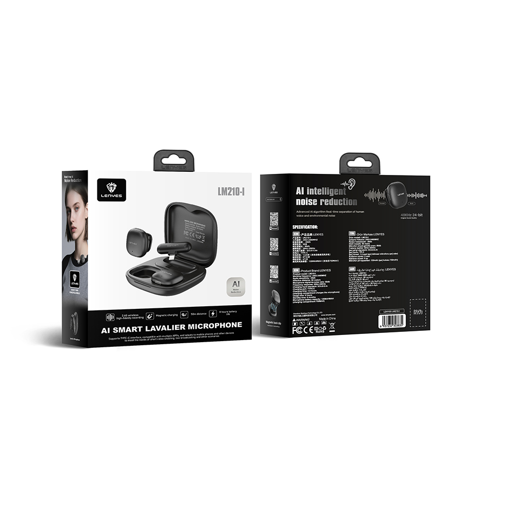 Lenyes LM210 Lightning Portlu Yapay Zeka Gürültü Önleyici Özellikli Kablosuz Yaka Mikrofonu - 2