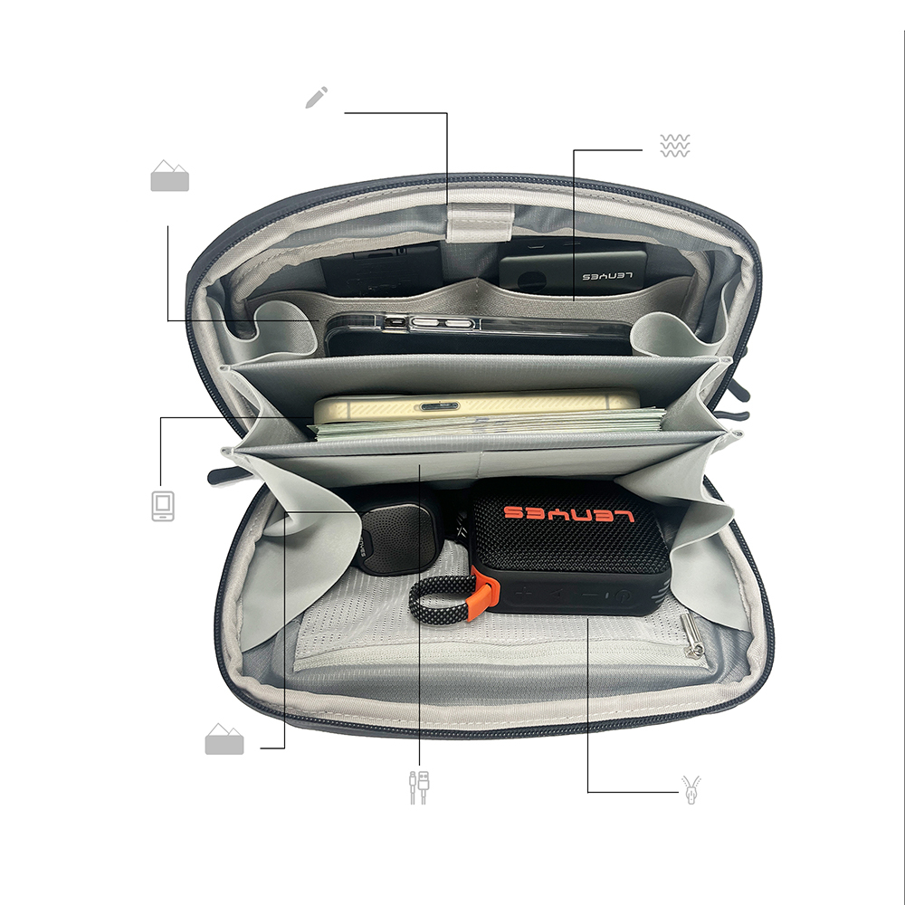 Lenyes LB561 Su Geçirmez Aşınmaya ve Çizilmeye Dayanıklı Çapraz Vücut Askılı Aksesuar Çantası 25.5cm - 3