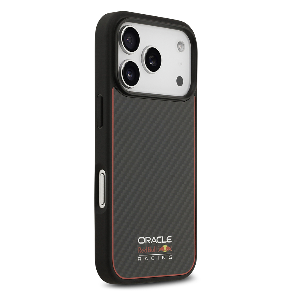 Apple iPhone 17 Pro Kılıf Redbull Orjinal Lisanslı M-safe Şarj Özellikli Karbon Fiber Parlayan Logolu Kevlar Kapak - 3