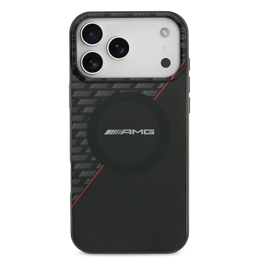 Apple iPhone 17 Pro Max Kılıf AMG Orjinal Lisanslı M-safe Şarj Özellikli Çift Katmanlı Kırmızı Çapraz Çizgili Kapak - 2