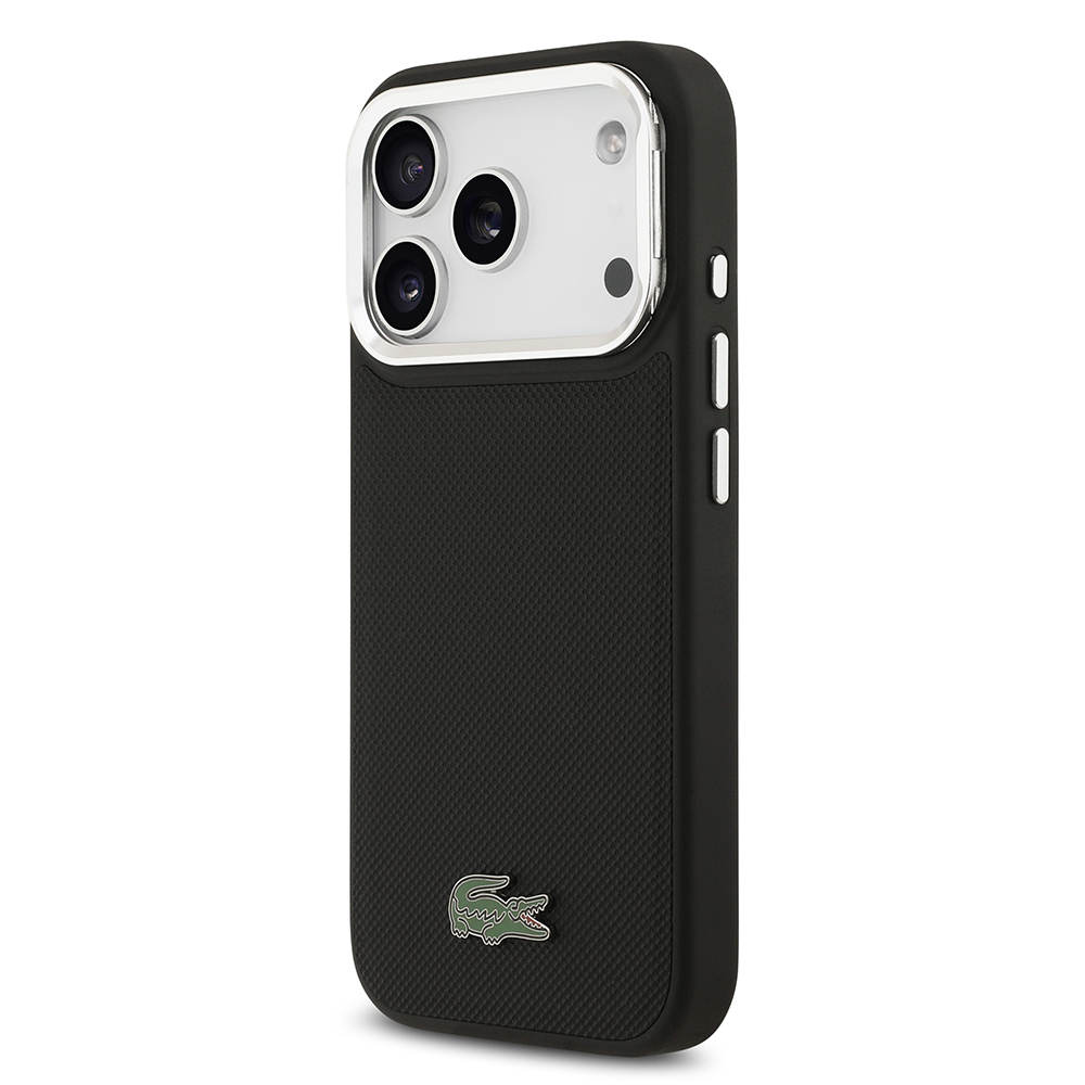Apple iPhone 17 Pro Kılıf Lacoste Orjinal Lisanslı M-safe Şarj Özellikli PU Pike Desenli Standlı Metal Logolu Kapak - 1
