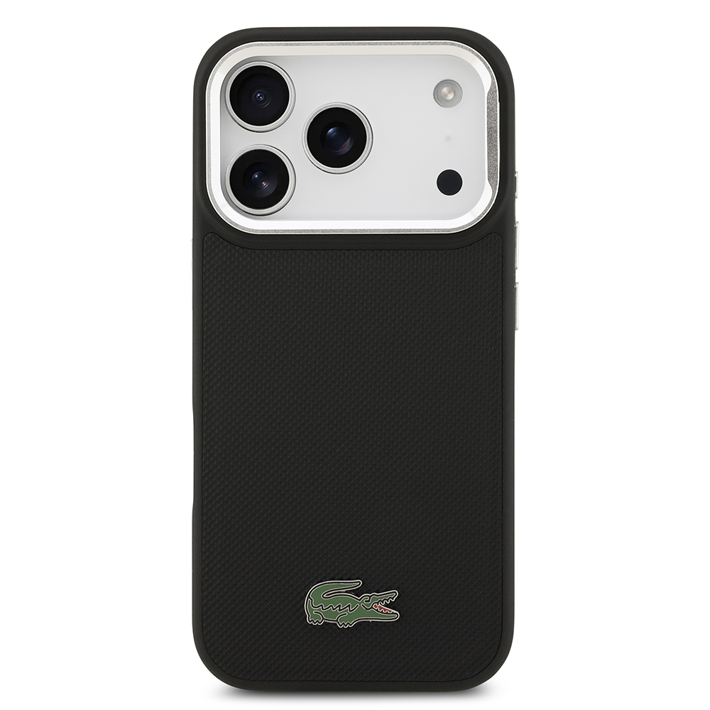 Apple iPhone 17 Pro Kılıf Lacoste Orjinal Lisanslı M-safe Şarj Özellikli PU Pike Desenli Standlı Metal Logolu Kapak - 2