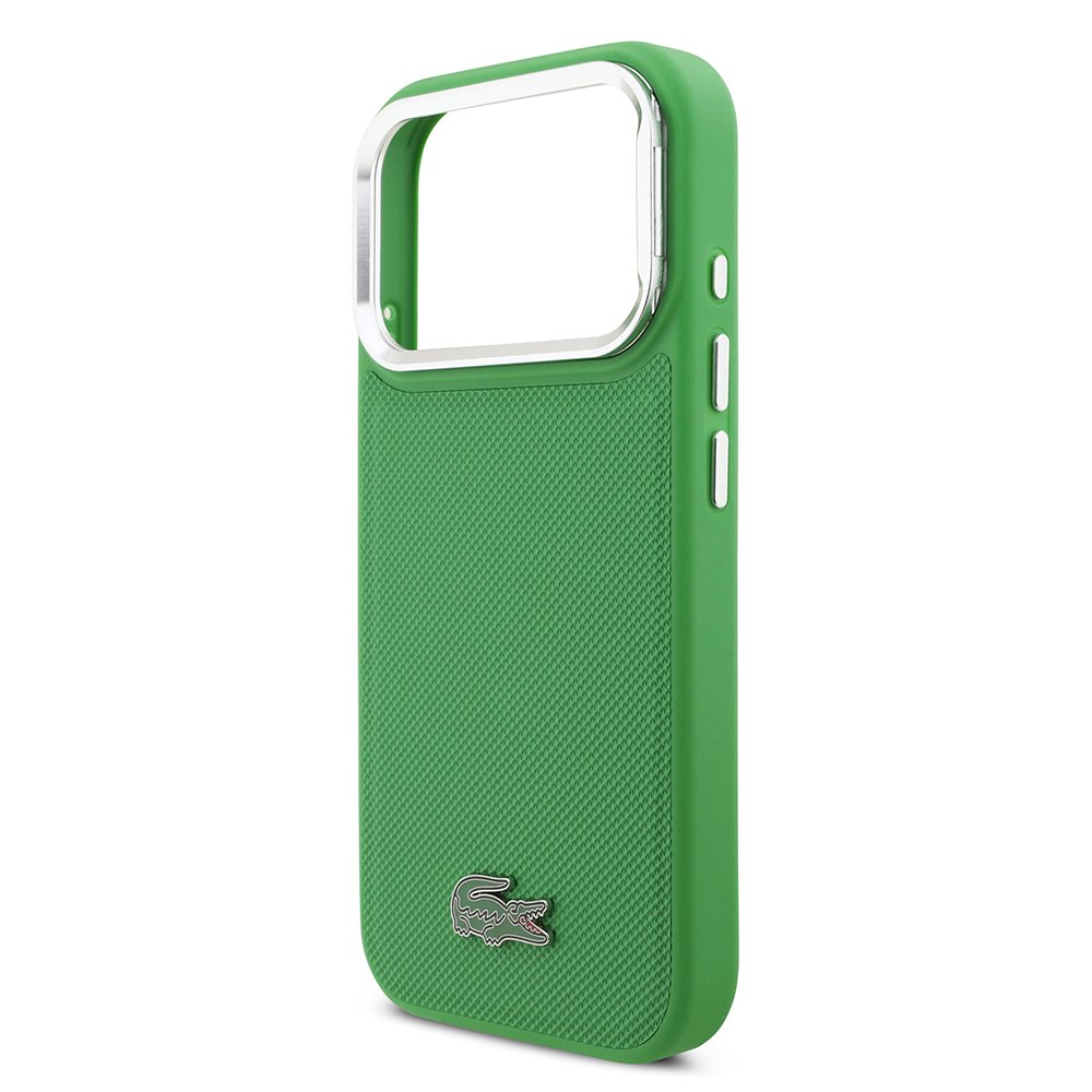 Apple iPhone 17 Pro Uyumlu Kılıf Lacoste Orjinal Lisanslı M-safe Şarj Özellikli PU Pike Desenli Standlı Metal Logolu Kapak - 12
