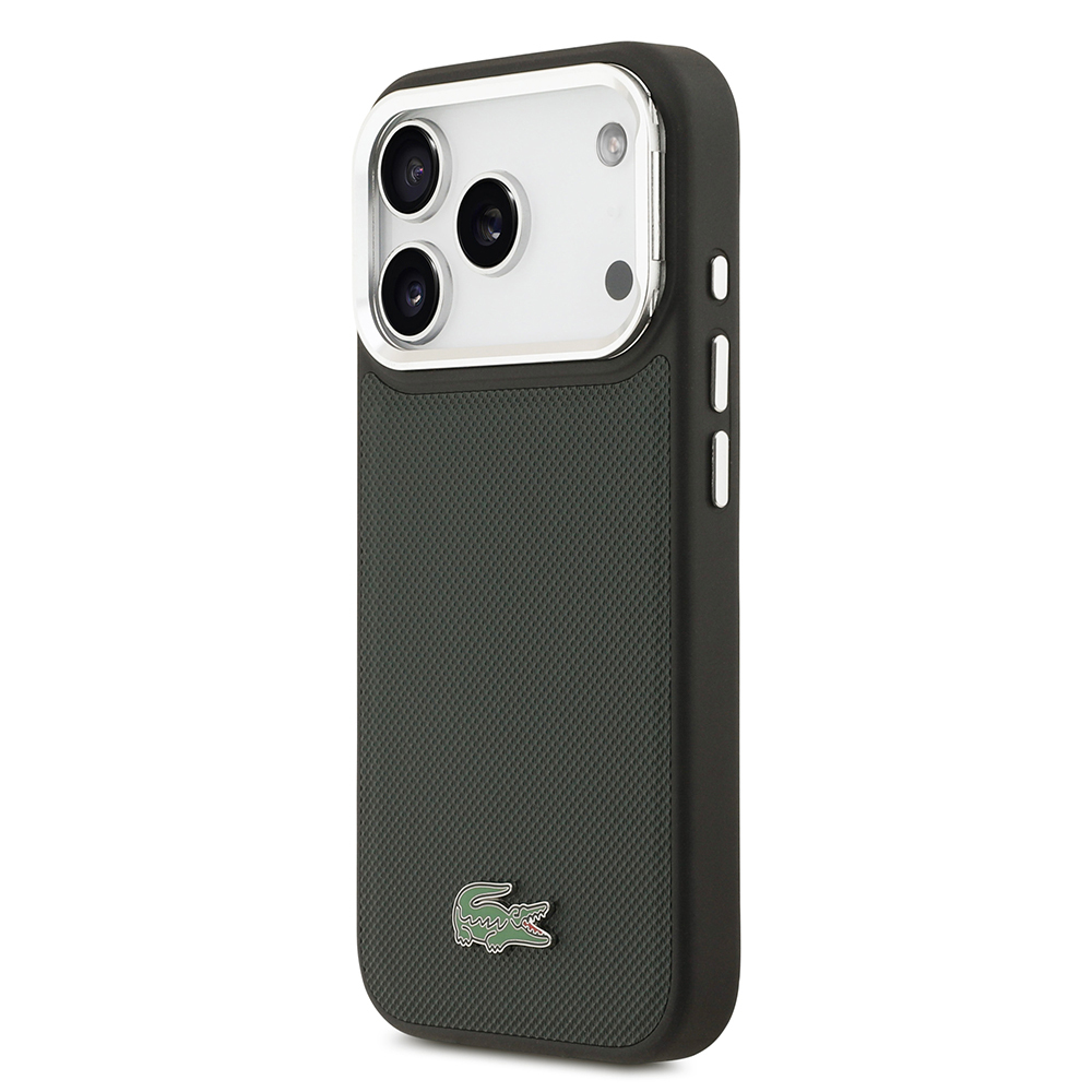 Apple iPhone 17 Pro Uyumlu Kılıf Lacoste Orjinal Lisanslı M-safe Şarj Özellikli PU Pike Desenli Standlı Metal Logolu Kapak - 15