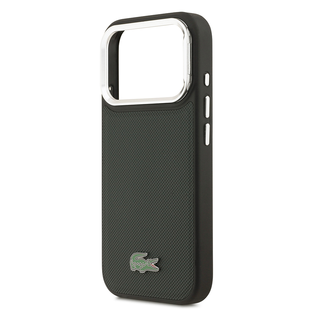 Apple iPhone 17 Pro Uyumlu Kılıf Lacoste Orjinal Lisanslı M-safe Şarj Özellikli PU Pike Desenli Standlı Metal Logolu Kapak - 19