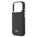 Apple iPhone 17 Pro Uyumlu Kılıf Lacoste Orjinal Lisanslı M-safe Şarj Özellikli PU Pike Desenli Standlı Metal Logolu Kapak - 19