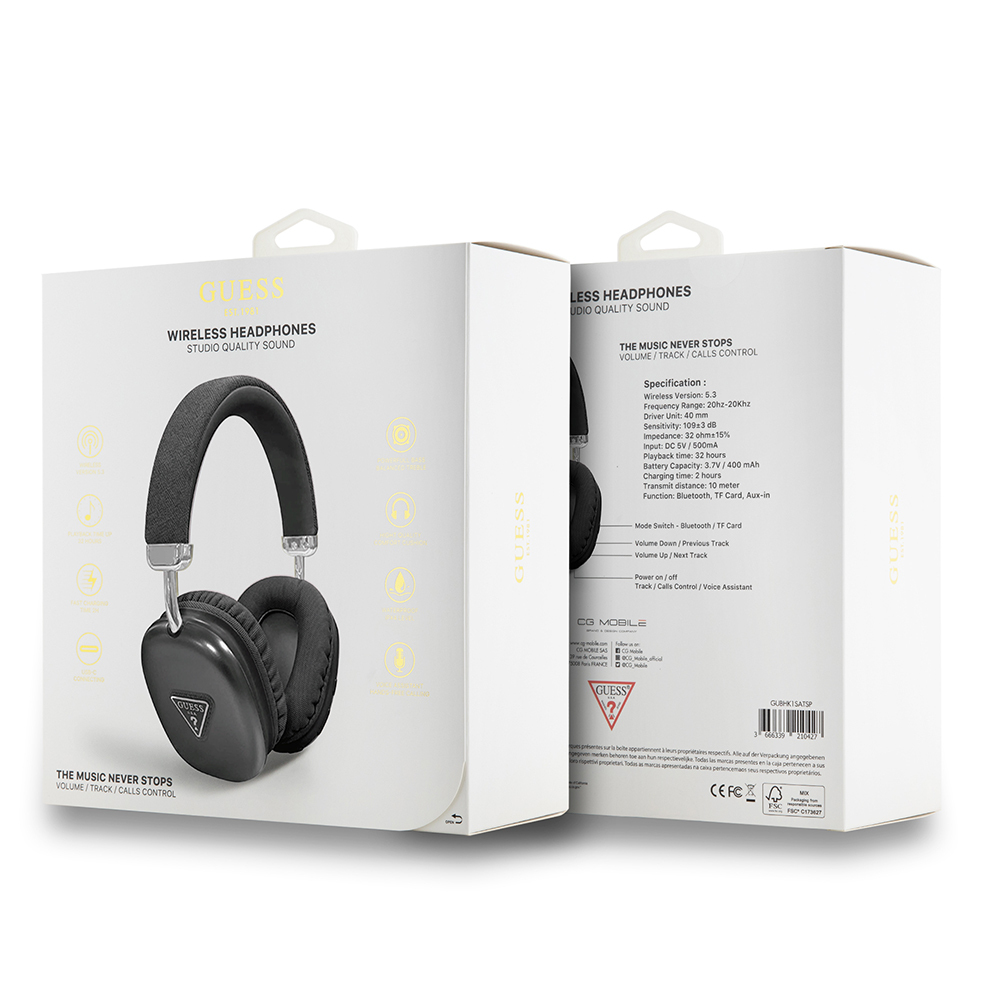 Guess Orjinal Lisanslı PU Üçgen Logolu Kulak Üstü Bluetooth Kulaklık - 6