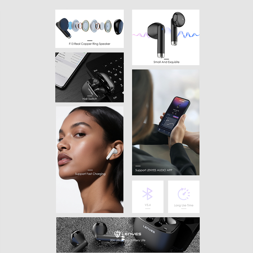 Lenyes Air 102 TWS Kulak İçi Bluetooth v5.4 Kulaklık - 5