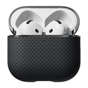 Apple Airpods 4 Uyumlu Kılıf 1500D Aramid Fiber Pitaka Ultra-Slim Classic Serisi Black-Grey Twill Kapak - 1