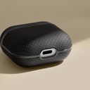 Apple Airpods 4 Uyumlu Kılıf 1500D Aramid Fiber Pitaka Ultra-Slim Classic Serisi Black-Grey Twill Kapak - 9